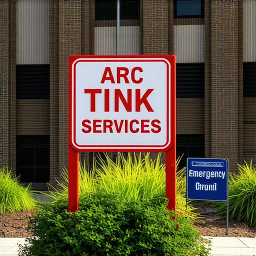 Fairfax County government building with emergency services sign