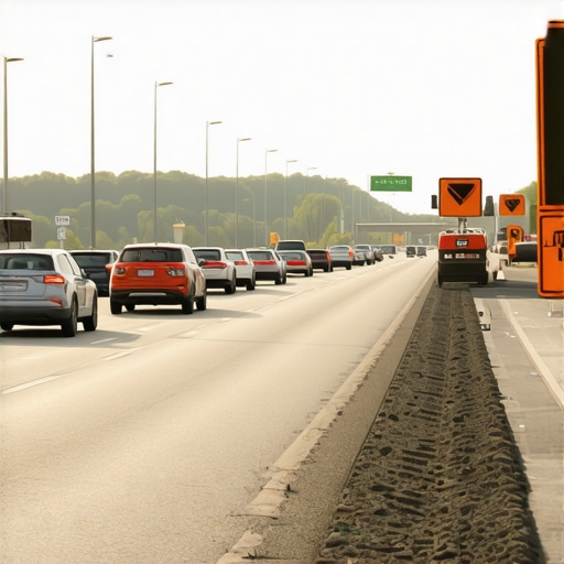 Congested traffic at I-64 Exit 211 in New Kent County during roadwork