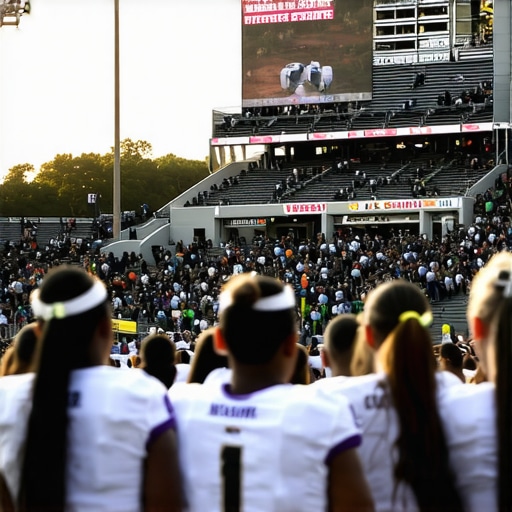 Football stadium scene depicting Wake Forest and Western Carolina game